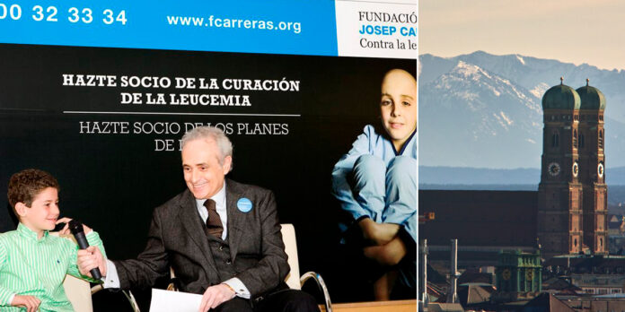 Stifter José Carreras 2009 mit einem von Leukämie geheilten Kind. Die deutsche Stiftung des Startenors hat ihren Sitz in München.