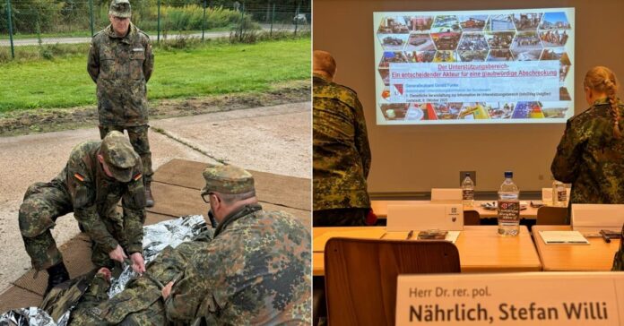 Zivilgesellschaft im Flecktarn: Stefan Nährlich bei der Informationsveranstaltung der Bundeswehr. Fotos: Privat