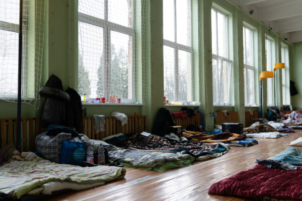 Schlafplätze für Geflüchtete in Lviv