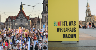Das Kulturfestival „Dresden is(s)t bunt“ fand im September 2023 auf der Augustusbrücke und dem Schloßplatz in Dresden statt.